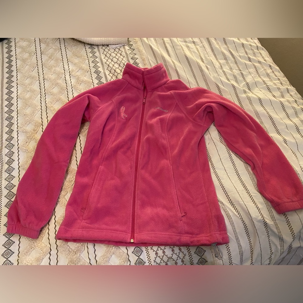 Pink ribbon Columbia zip up